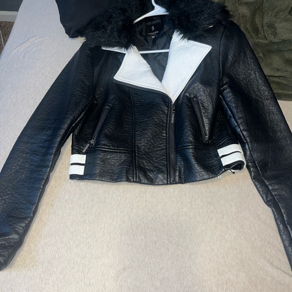 Black and White Leather Jacket